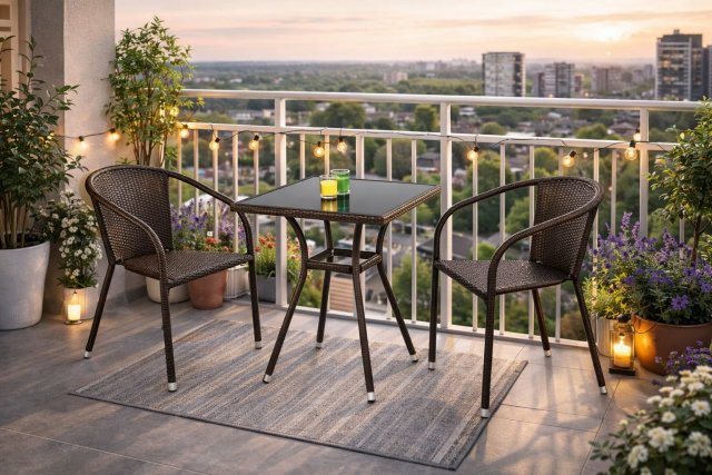 Комплект уличной мебели Стол MOBIL+2 стула MIDAS Темно-коричневый