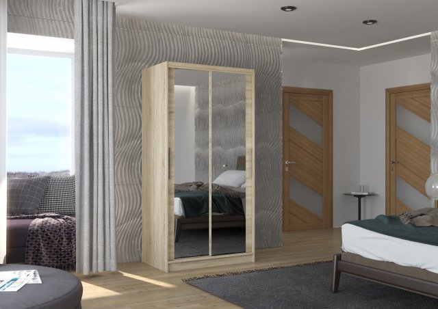 SW-NEV S 100 cm Sliding wardrobe with mirror,Sonoma