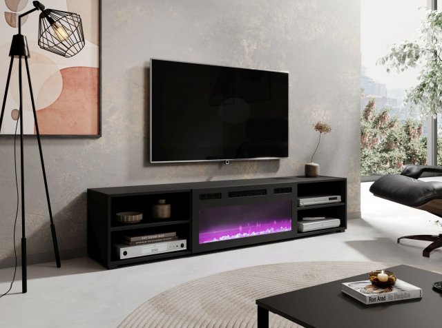 POLO 200 EF RTV black + kamin black TV cabinet