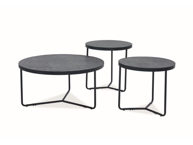 Demeter Kohvilaudade komplekt 3tk beton/must