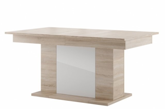 Star 06 (5 вставки) Обеденный стол (раздвижной) дуб сонома/белый глянец
