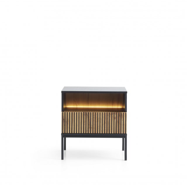 Sento S54 1 PKT LED Nachttisch,Wotan Eiche/Schwarz matt
