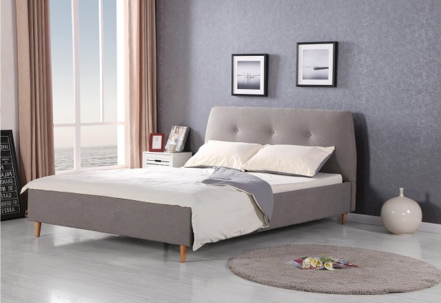 DORIS LOZ 160 Двуспальная кровать c деревянной рамой (серый)