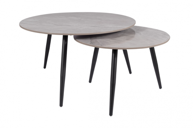 KORA- C Set of two coffee tables grey lacquer/black matte