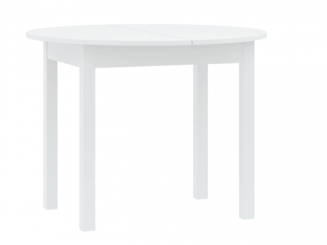 INTER W100-140/H76/D100 cm Круглый обеденный раздвижной стол,белый