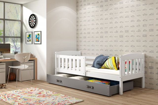 Cubus 1 Kinderbett 200x90 cm mit Matratze und Schublade,Weiß