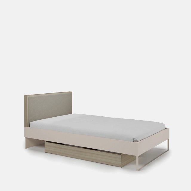 CHARLIE CH-25,120x200 Bed with drawer,beige desert sand/barista oak