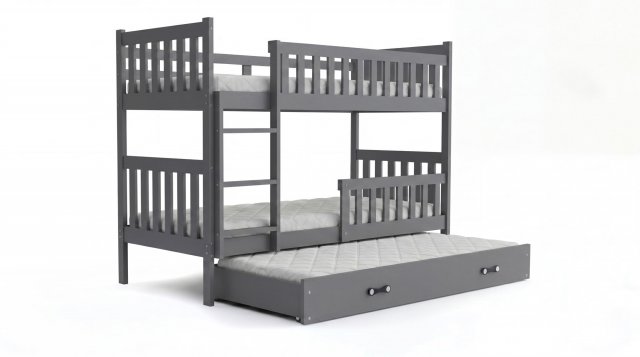 Cubus 3 Triple bunk bed with mattress 190x90 graphite