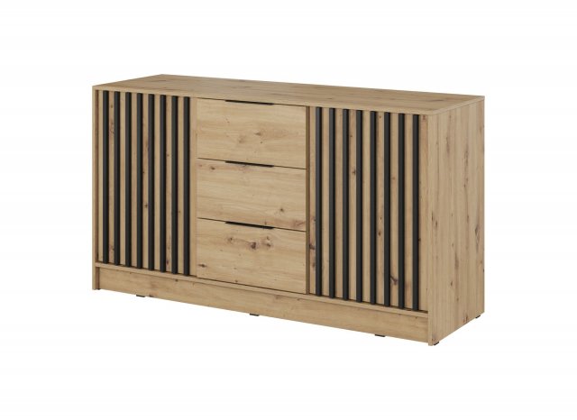 NELLY KOM K3 Комод (дуб artisan/черная ламель)