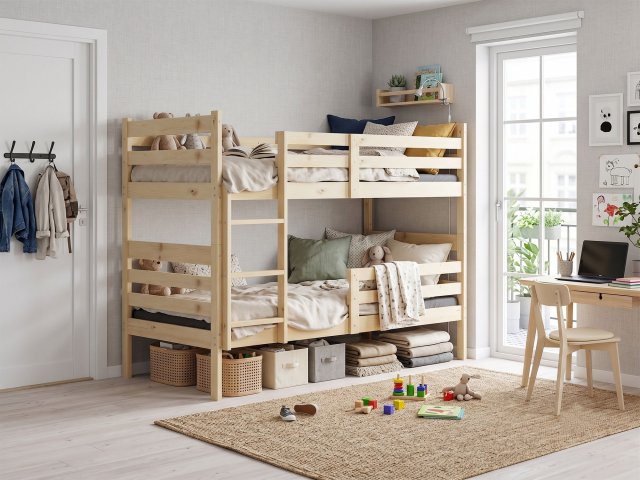 Etagenbett Hochbett 190x90 mit 2 Matratzen,Kiefer