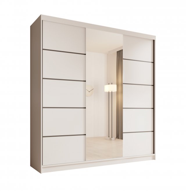 SW-SON-200 cm -WW Sliding wardrobe with mirror,White matt