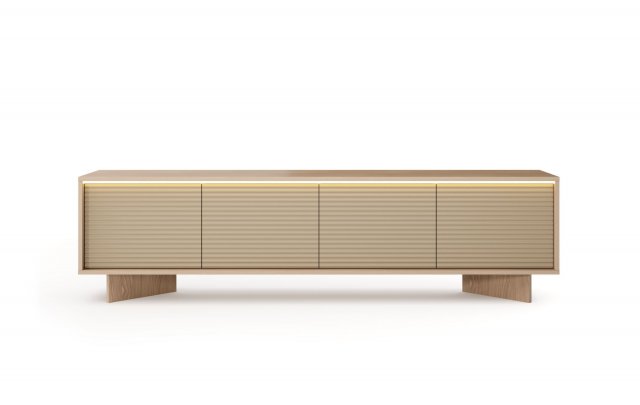 Style-Japandi E TV-Lowboard mit 4 Türen,LED-Beleuchtung