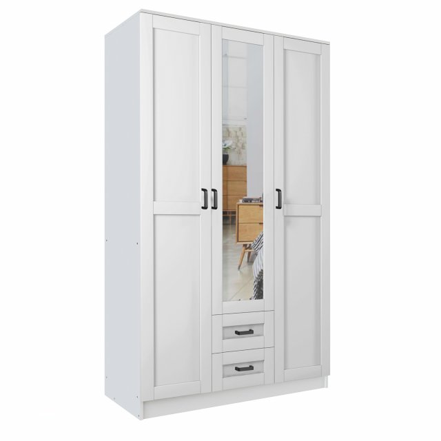 Kami-SZF 3d2s Rama Wardrobe with mirror,white