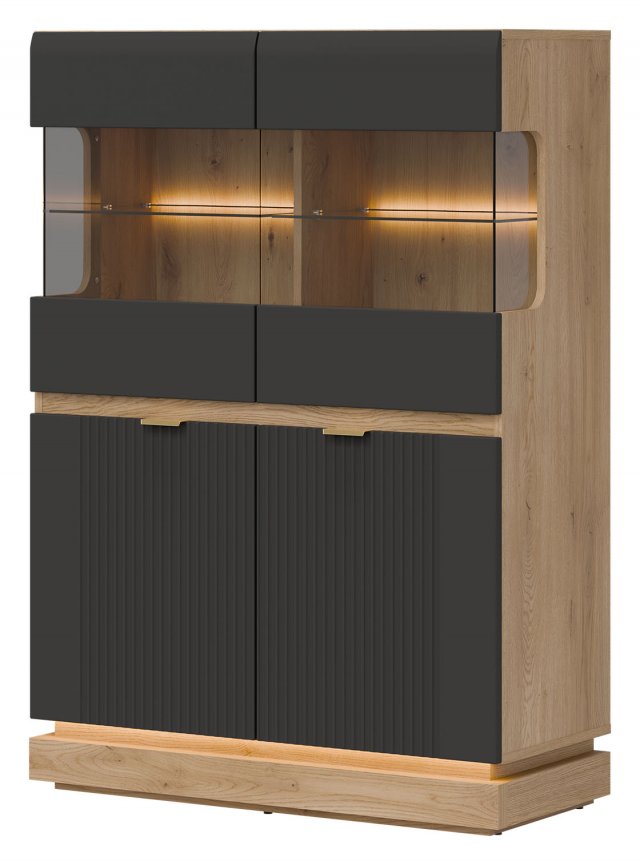 MILTON-ML 04 Glass-fronted cabinet,Cremona torro oak/anthracite matt