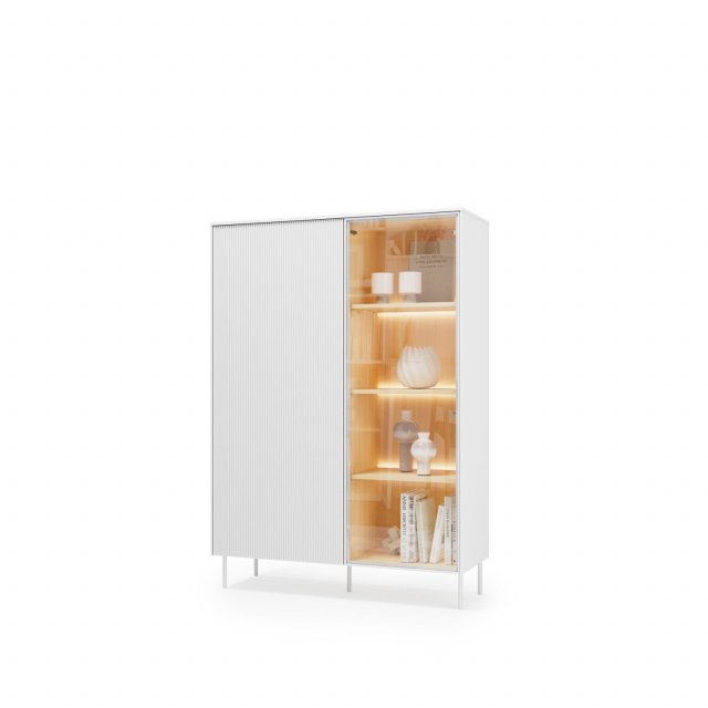 LIBA LB-01 Vitriinkapp valgustusega,Vicenza tamm/Valge siid