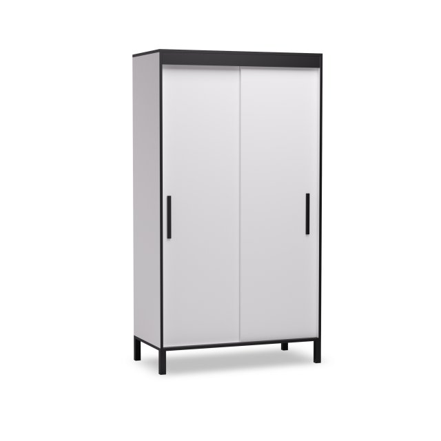 SW-BRI-120- W Lükandustega riidekapid peegliga,valge/must