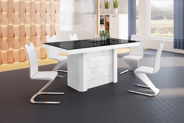 Kolos 140-332 Table (White/Top black gloss)