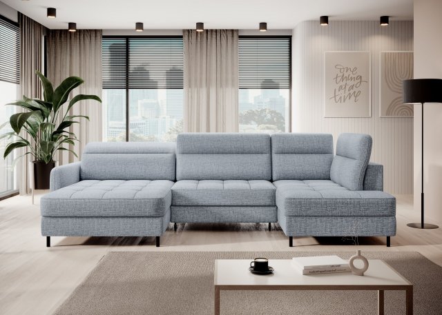 CO-BER- LT-100AUB U Shape Corner sofa Left (Baby blue fabric Aubron 100)