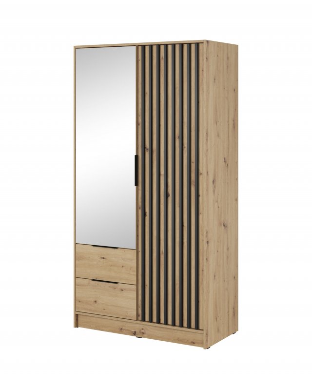 NELLY 2D+LUS Wardrobe (oak artisan/black lamella)