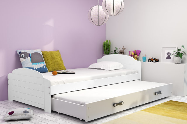 LIL- 2 Двуспальная кровать с матрасами 200x90 белый 