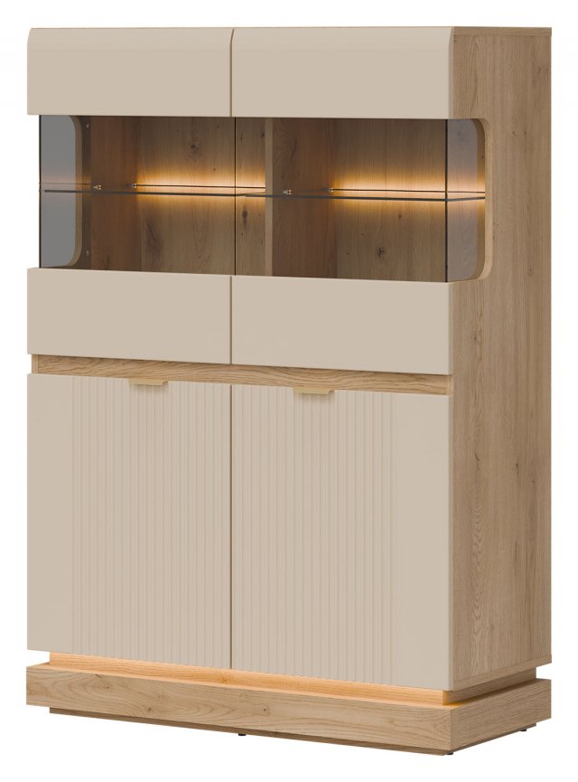 MILTON-ML 04 Glass-fronted cabinet,Cremona torro oak/cashmere matt