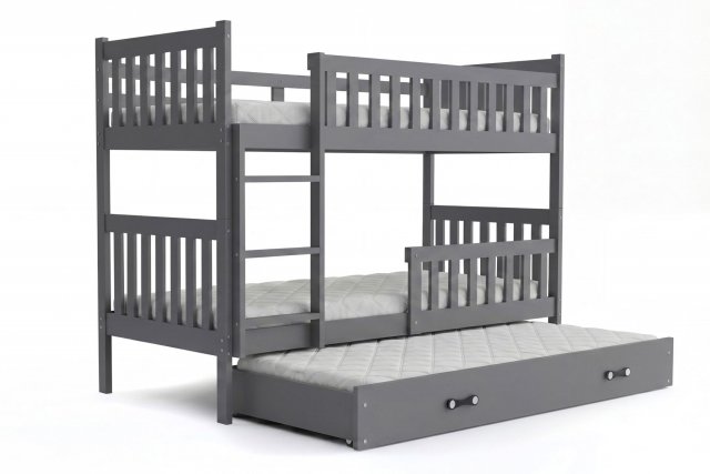 Cubus 3 Triple bunk bed with mattress 190x90 graphite