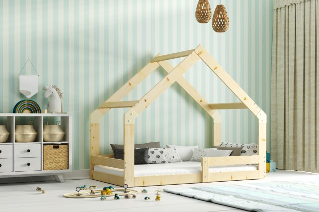 House- 2 Kinderbett Hausbett Design 160x80 cm mit Matratze,Kiefer