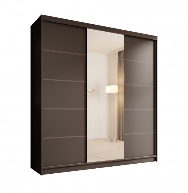 SW-SON-200 cm -BB Sliding wardrobe with mirror,Black matt