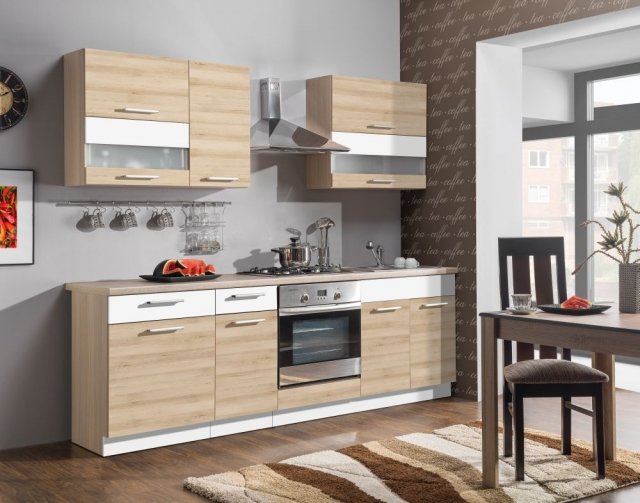 Modena 240 cm Kitchen Beech/white gloss