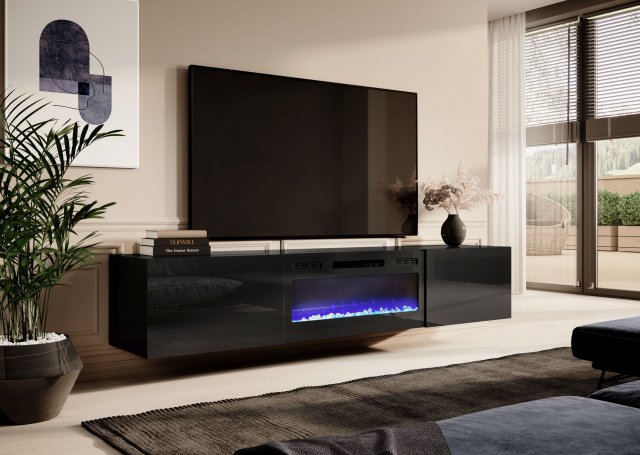 SLIDE 200 K + Kom TV-Bank Black gloss