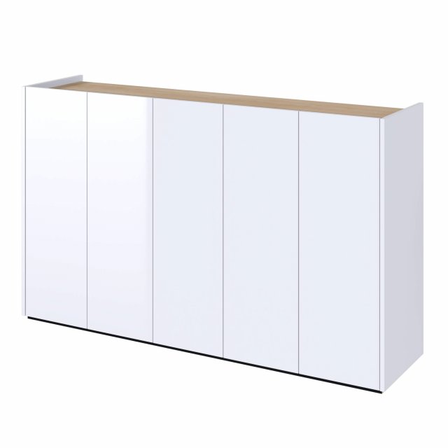 EASY EA-01 Chest 5d with lighting - white gloss/oak scandi
