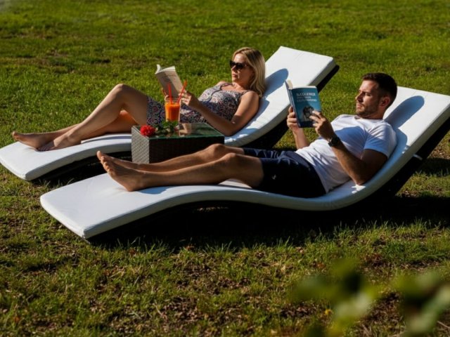 SUCCESSO Table + 2 sun lounger,dark gray