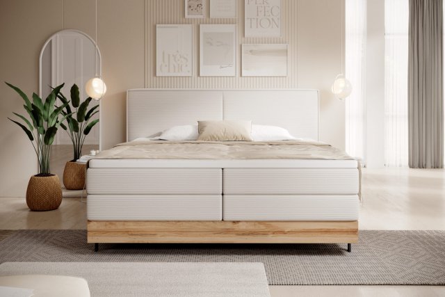 Nebia Box springs 160x200+TOP Basic H4 Bett Eiche