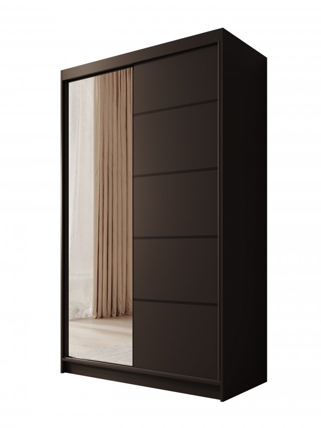 SW-CAS-120 cm - BB Lükandustega riidekapid peegliga,Must matt