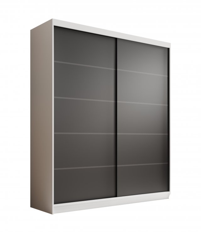 SW-HAN-180 cm -WB Liugustega kapp,Valge matt/must matt