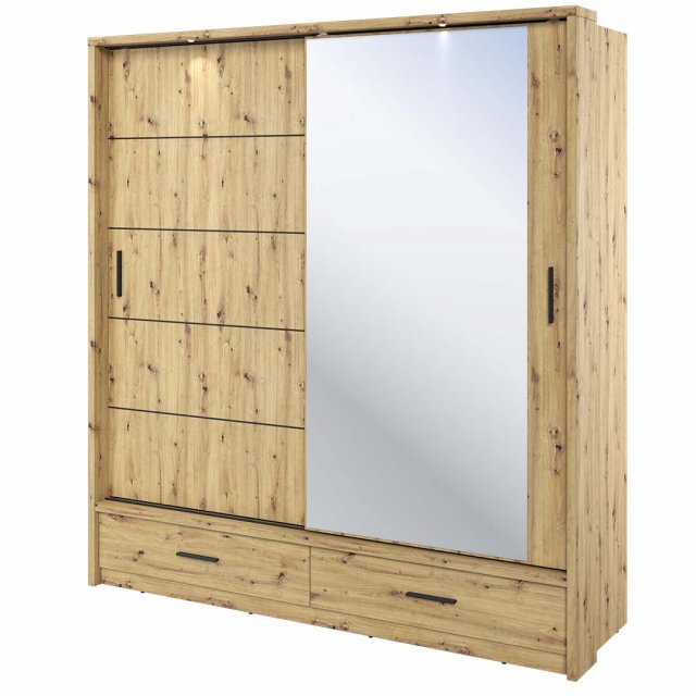 ArtiAR -05 Sliding door wardrobe with lighting and mirror 200cm