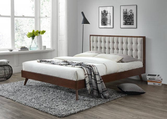 V-CH-SOL 160 Bed (Beige/walnut)