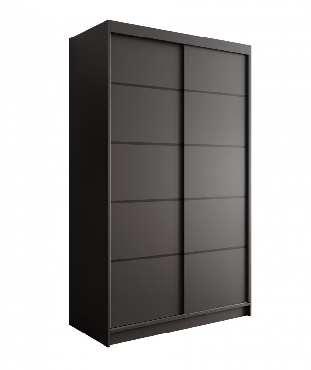SW-LIZ 120 cm Schwebetürenschrank,Schwarz matt