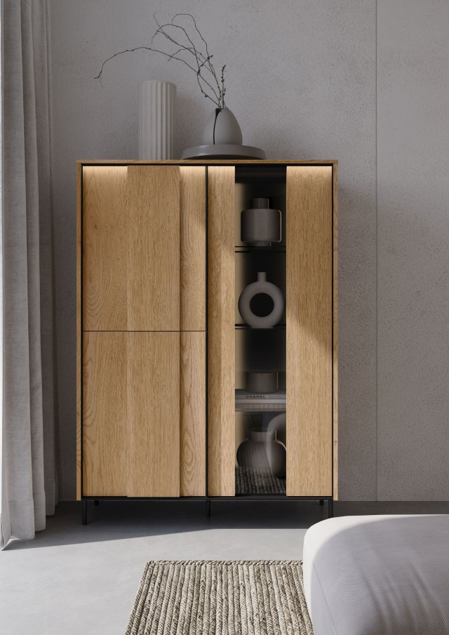 TIVOLI TI-02 Vitriinkapp valgustusega,Cremona Torro tamm/must