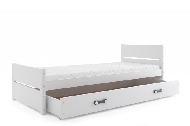 BAR-EK Jugendbett,90x200,mit Matratze und Schublade,weiß