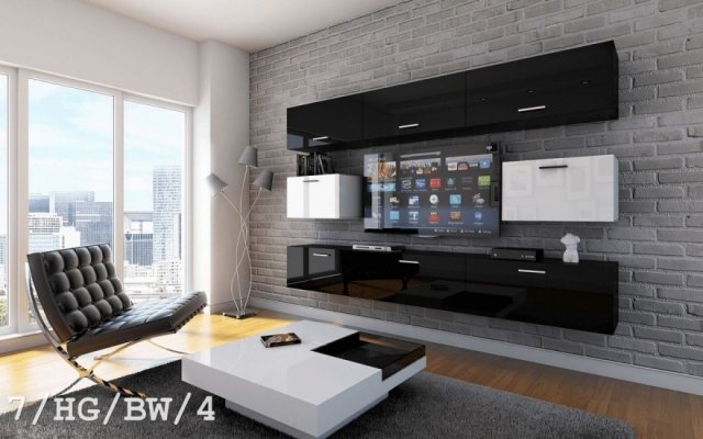 Concept-7 Moderne Wohnwand 7/HG/BW/4