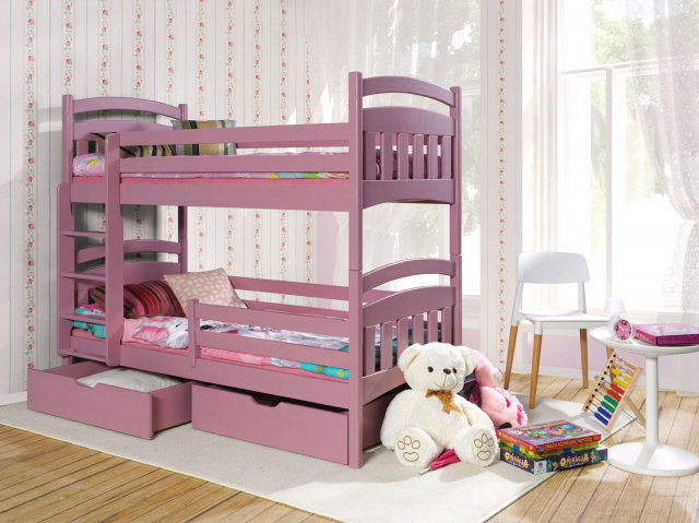 JAKUB II Bunk bed with mattress Pink acrylic