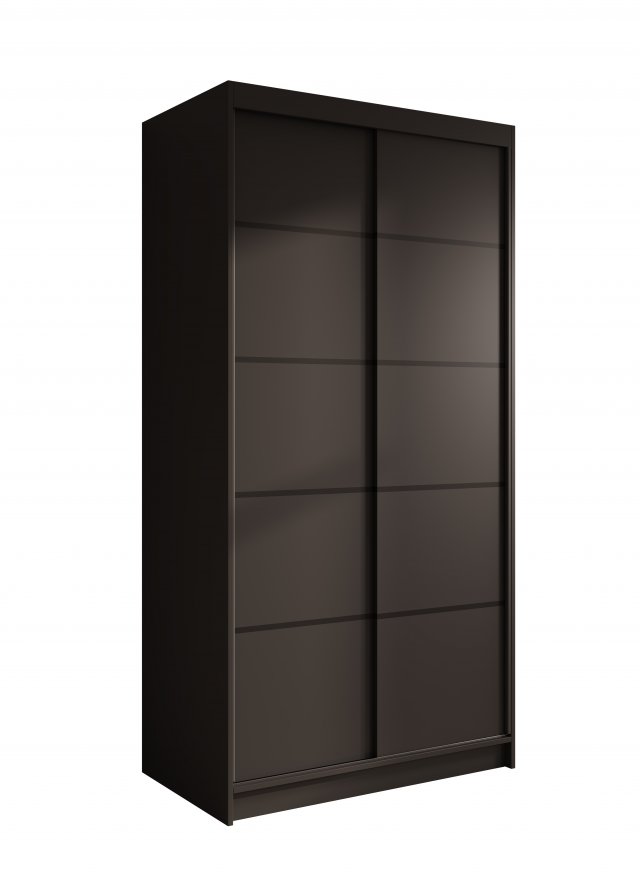 SW-VER 100 cm Schwebetürenschrank,Schwarz matt