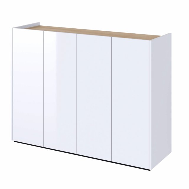 EASY EA-02 Комод 4d с подсветкой - белый глянцевый/дуб сканди