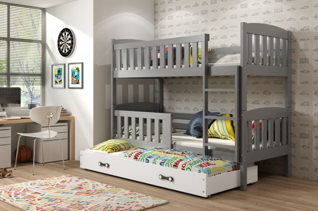 Cubus 3 Etagenbett Hochbett 200x90 mit 3 Matratzen,Graphit