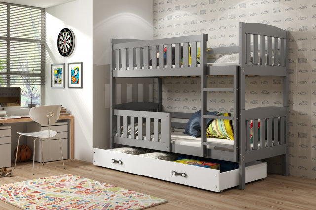 Cubus 2 Bunk bed with mattress 190x90 graphite