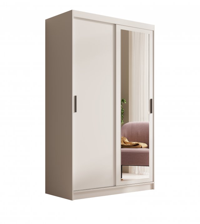 SW-HAI 120 cm W Lükandustega riidekapid peegliga,Valge matt
