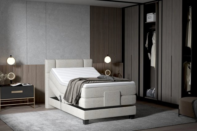 REY- Box springs 100x200+Top Bed with electric mechanism, mattress and mattress topper