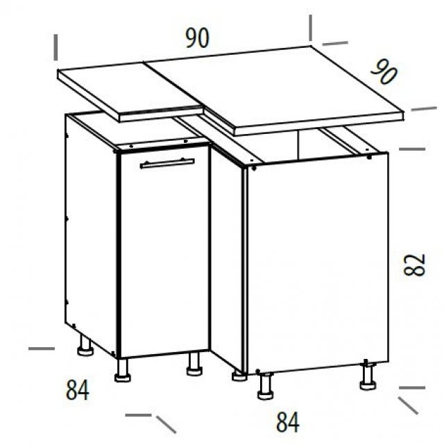 TIFANY T26/D90NW L/P 90/90 Corner base cabinet