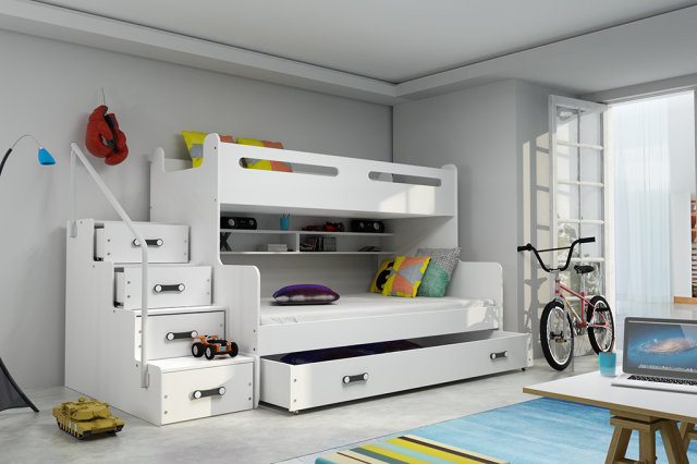 Двухъярусная кровать M5902730640417 белая с двумя матрасами